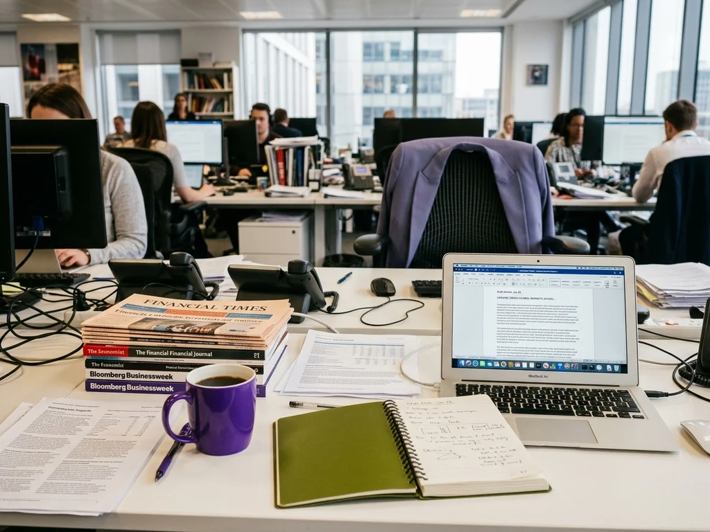 Espace de rédaction avec bureaux et revues pour joindre notre équipe éditoriale.
